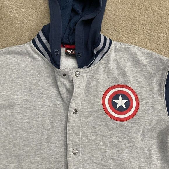 Marvel Avengers Mens Full Zip Button Jacket Hoodie Captain America Lightweight - Picture 3 of 9